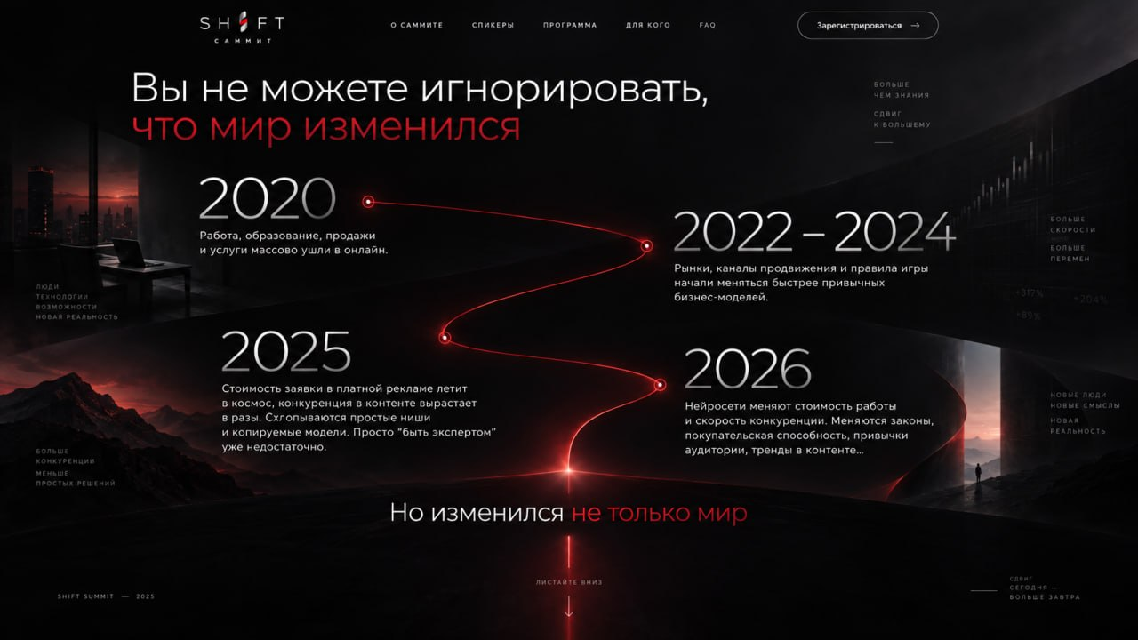 Красная траектория связывает изменения мира с 2020 по 2026 год